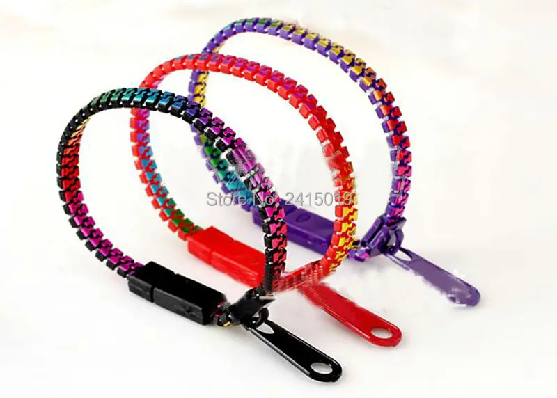 

New Rainbow 100x girls boys zipper zip bracelets wristbands plastic bracelet loot pinata party bag fillers favors gifts prizes