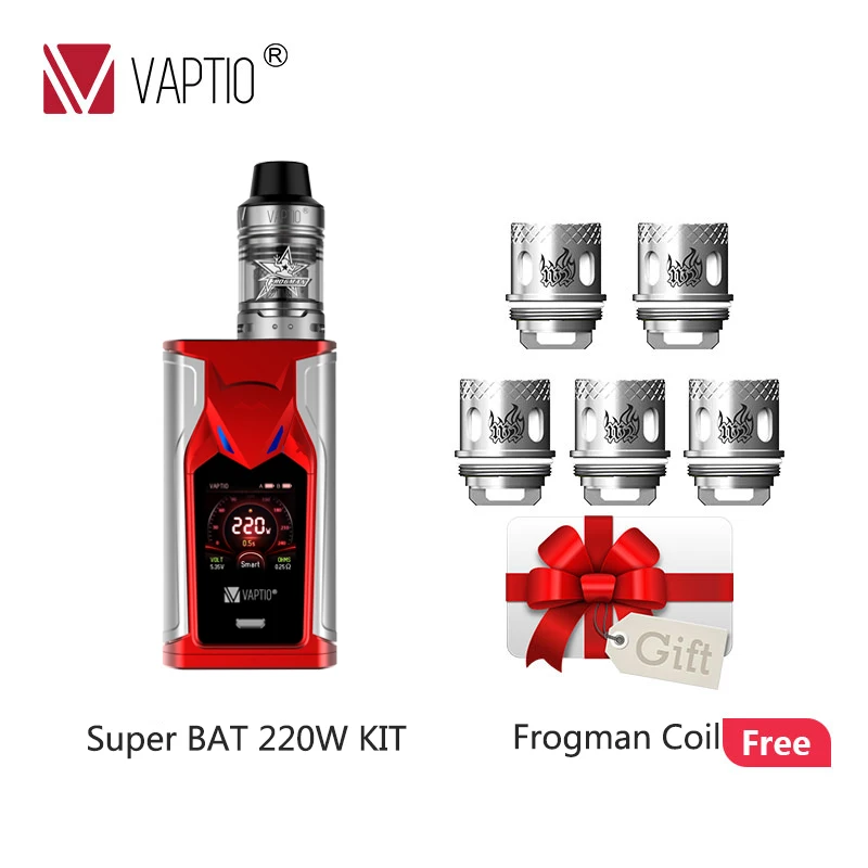 Vaporizer US vape kit VAPTIO супер летучая мышь комплект 220 Вт батареи 18650(исключая) катушки головки 5,0 ом испаритель 2,0/мл электронная сигарета