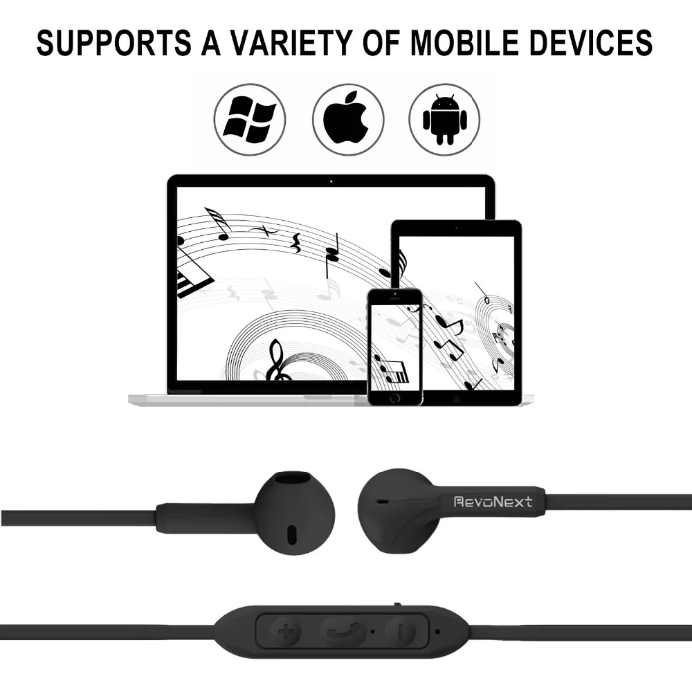 Bluetooth наушники RevoNext T2 Беспроводные спортивные вкладыши с микрофоном 10 часов
