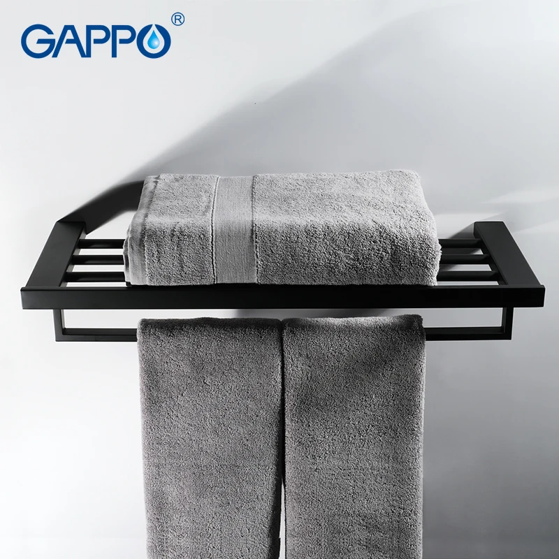 

Вешалка для полотенец GAPPO, черная, из нержавеющей стали, держатель для полотенец для ванной, вешалка, аксессуары для ванны, настенный держате...