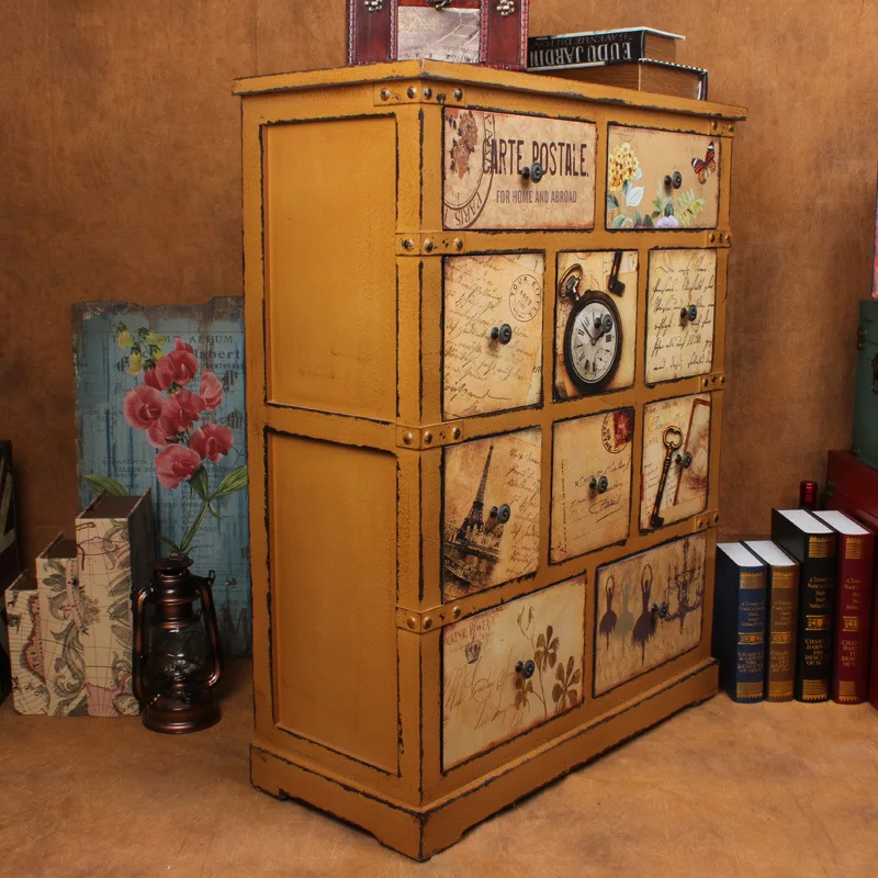 Винтажный шкаф с несколькими выдвижными ящиками шкафчики магазин одежды для