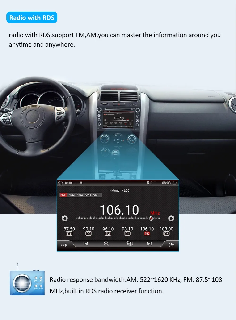Восьмиядерный 2 din android 9,0 1024*600 автомобильный dvd для suzuki grand vitara мультимедийный автомобильный Радио Стерео gps с управлением на рулевом колесе
