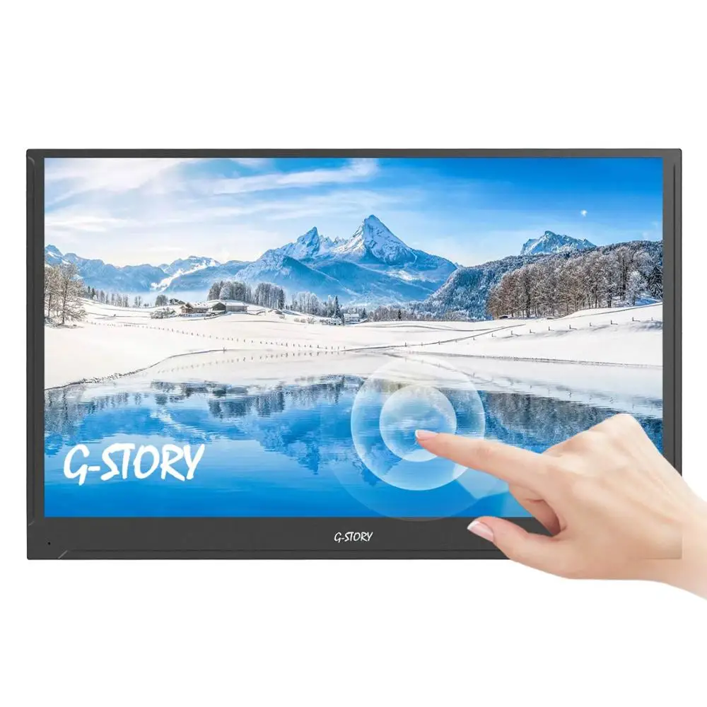 Черный G-STORY 15,6 дюймов ультратонкий сенсорный экран FHD 1080P VA панель портативный монитор Встроенные динамики для ноутбука, Xbox, переключателя и Ps4 - Цвет: Черный