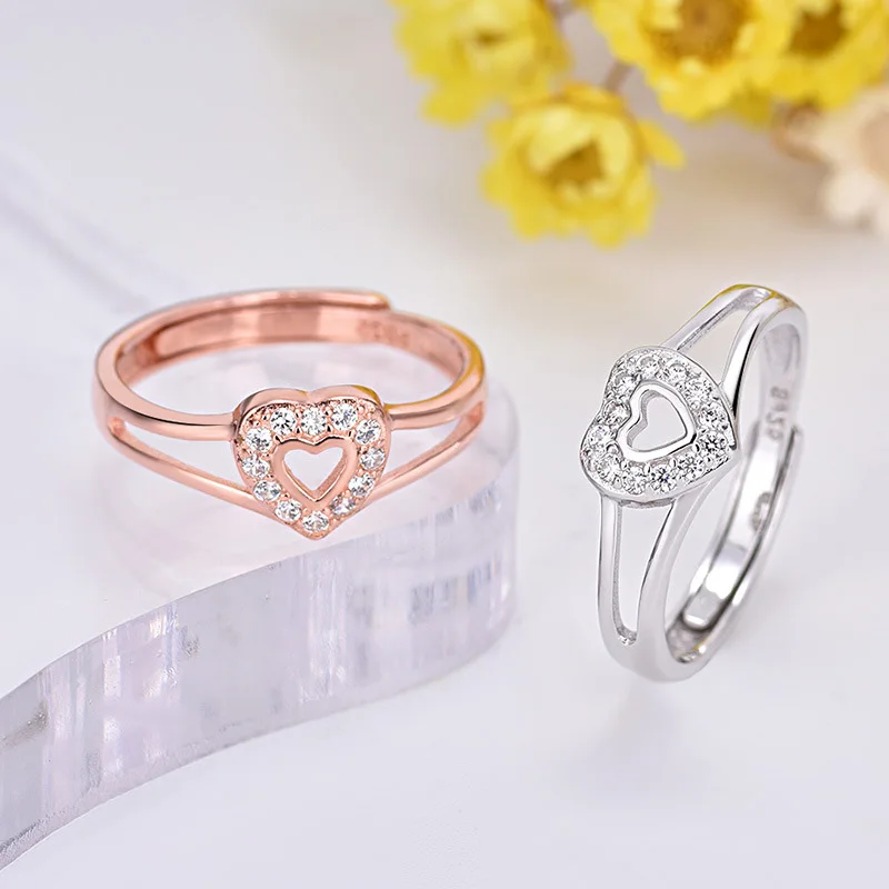 Женское Обручальное кольцо в форме сердца с цирконием 925 пробы серебряное