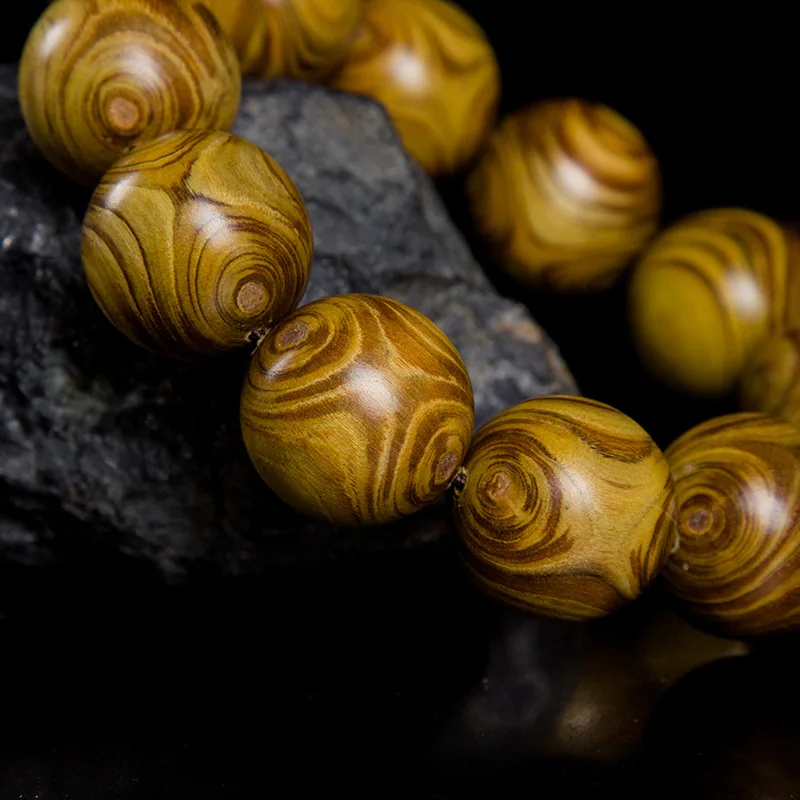 Оптовая продажа с фабрики желтые браслеты из натурального дерева изображением