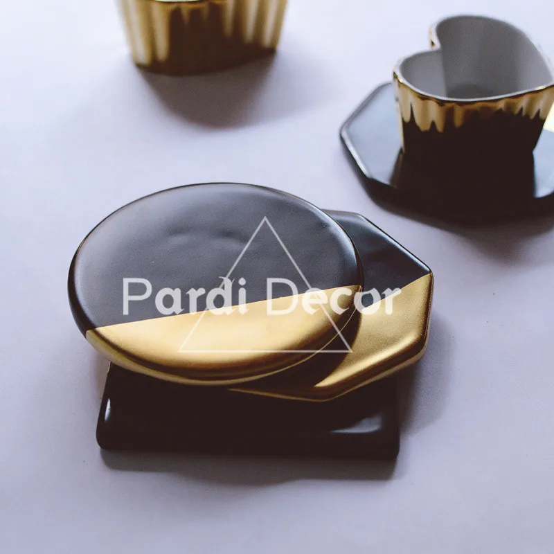 Керамический коврик с черным позолоченным покрытием для ужина подставка чашки 1