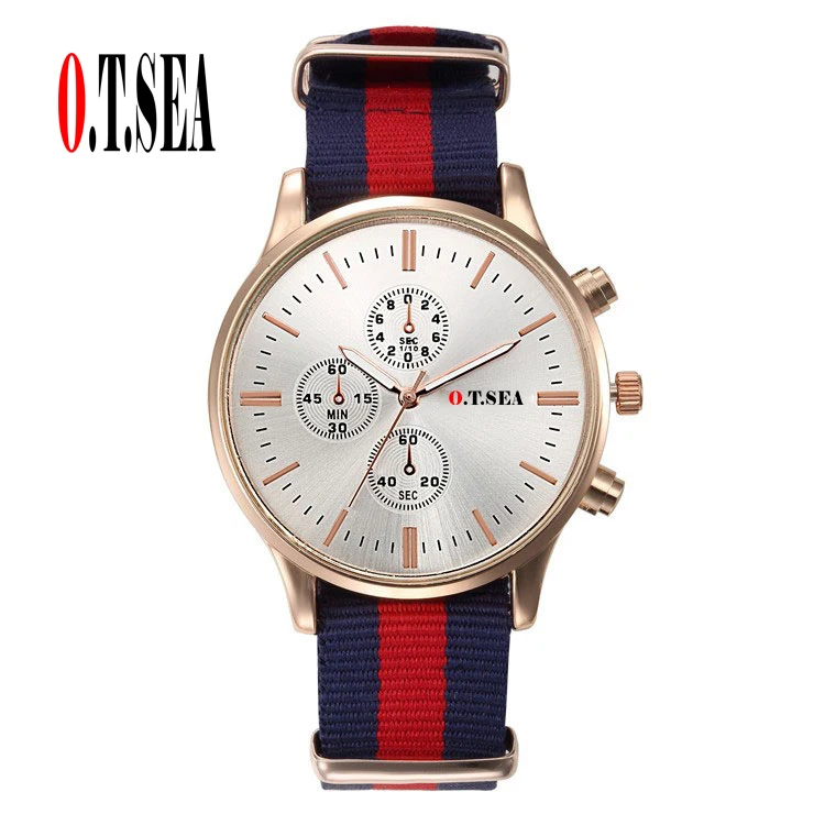 

Fashion O.T.SEA Brand Nylon Band Watches Men Military Dress Quartz Wristwatches Relogio Masculino 9884