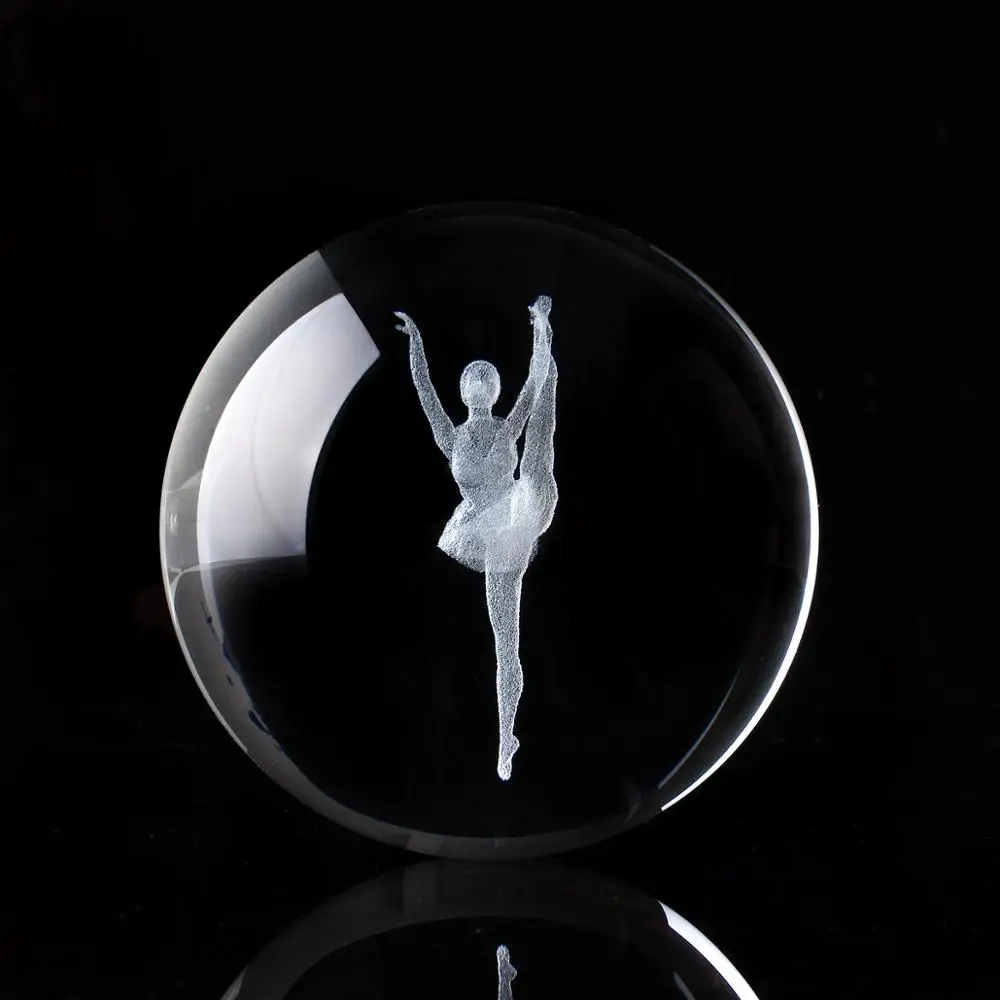 Only Crystal Ball 6/8 см прозрачный хрустальный шар 3D лазерной гравировкой балетные костюмы для танцев Стекло декоративный шар Feng Shui Арт Декор Аксессуары миниатюры подарки - Цвет: Only Crystal Ball