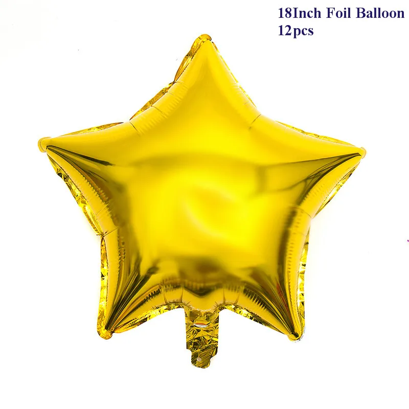 18inch Gold 12 шт., 18 дюймов, розовые, белые, серебристые воздушные шары со звездами, фольгированные воздушные шары для дня рождения, свадьбы, вечеринки, принадлежности для девочек, 1-е вечерние украшения - Цвет: 18inch Gold