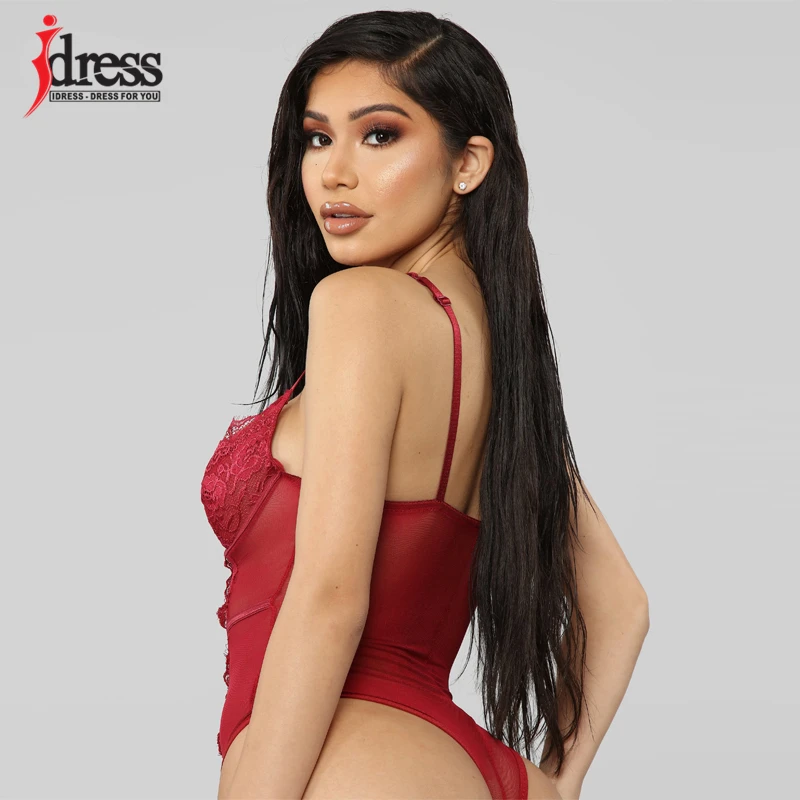 Женский сетчатый комбинезон на бретельках IDress кружевной облегающий трико с