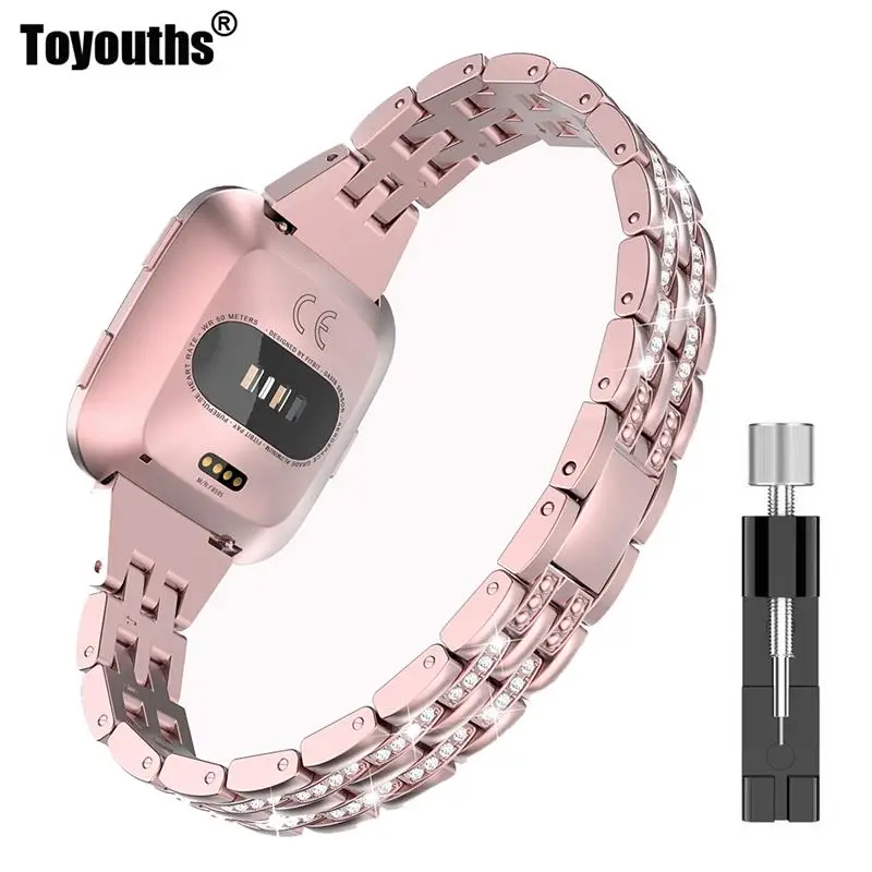 Toyouths Slim Bling Bands For Fitbit Versa Bands Women Men Watch Band Wristband Strap Bracelet for Fitbit Versa Accessories