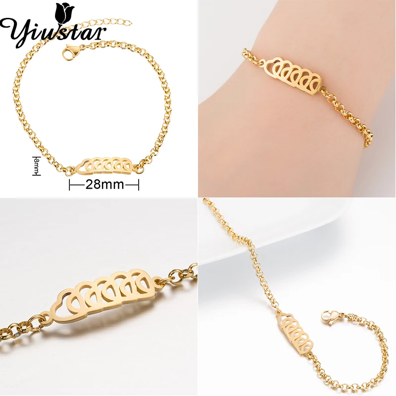 Yiustar модный браслет Сердце Браслеты для женщин крошечное сердце открытые браслеты для девочек ювелирные изделия из нержавеющей стали подарки