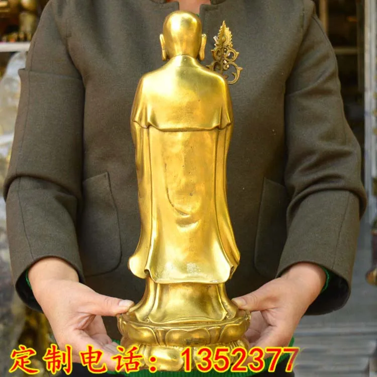 

38CM LARGE 2021 Asia home shop hall efficacious Talisman bless Safe health Good luck Ksitigarbha Dizang pusa Buddha BRASS statue