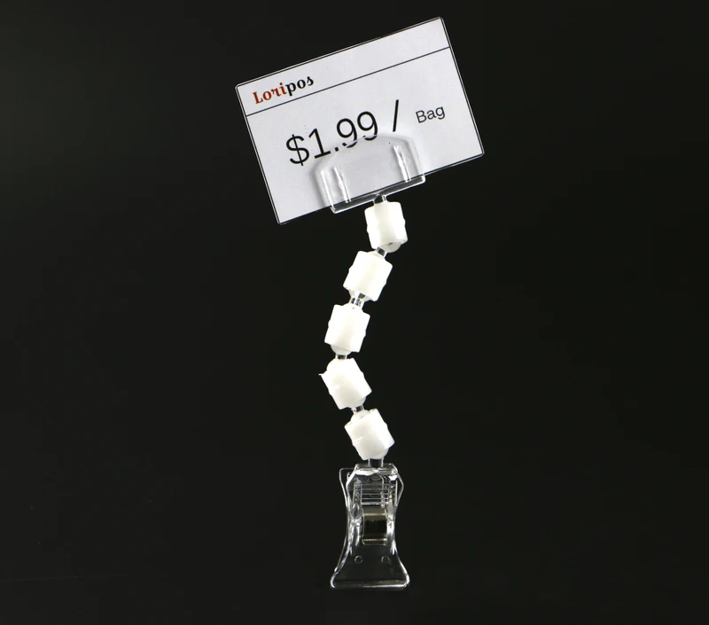 

2.5*18cm POP price card display photo clip advertising price tag clip label holder adjustable clear plastic sign holder clamp