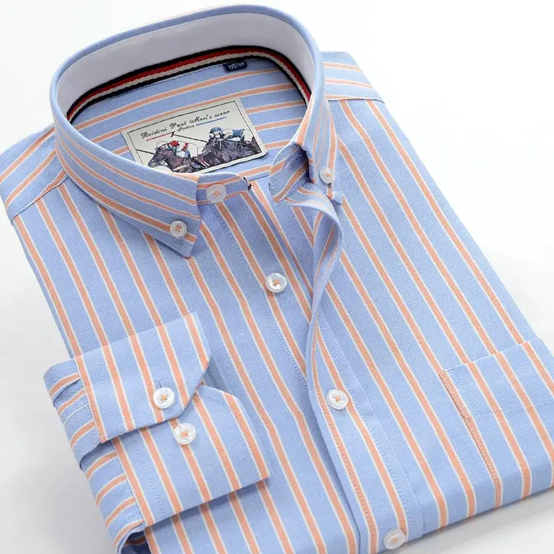 Новинка, Оксфордские мужские рубашки, 10xl, 11xl, 12xl, полосатые повседневные мужские рубашки с длинным рукавом, английский стиль, большие размеры, мужские рубашки 75-150 кг - Цвет: 518087
