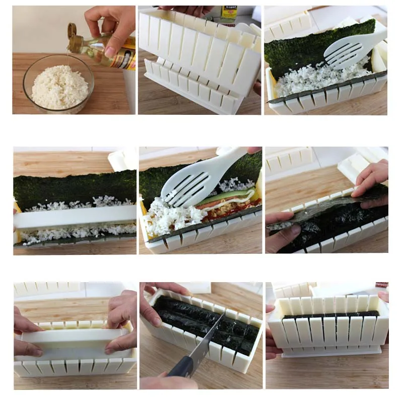IYouNice 11 шт./компл. DIY "сделай сам" для изготовления суши, форма для риса Кухня устройство для изготовления суши набор из 11 формочек для суши, Пособия по кулинарии инструменты