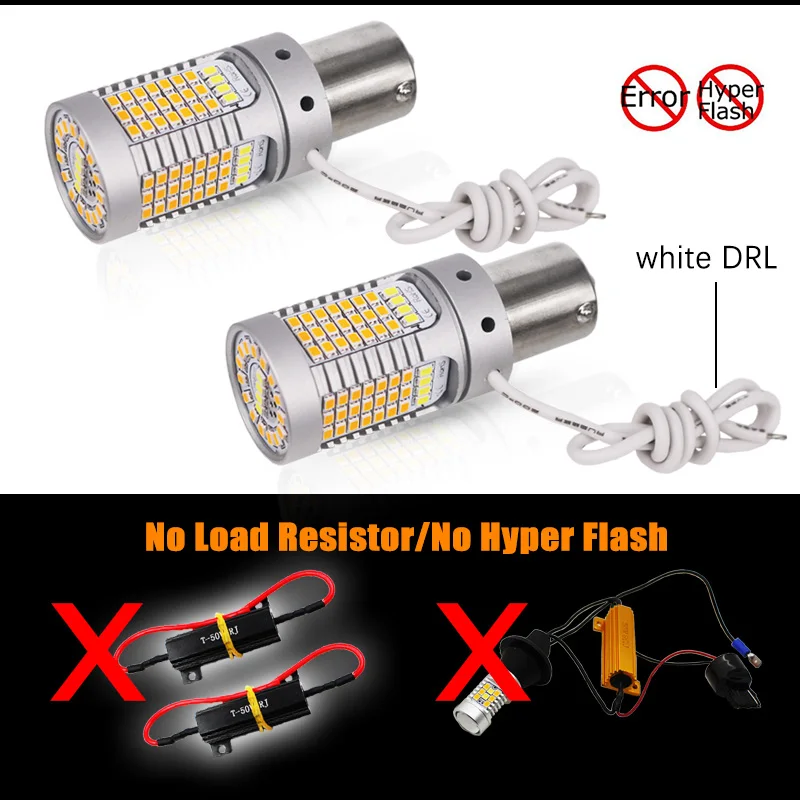 IJDM No Hyper Flash 21 Вт PY21W светодиодный светильник Canbus BAU15S 7507 светодиодный Белый/янтарный светодиодный светильник для дневных ходовых/указателей поворота