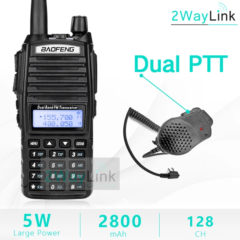 Add Baofeng Mic Sp. BaoFeng UV-82 рация 5 Вт 128Ch двухдиапазонный УКВ 136-174 МГц 400-520 МГц Портативный Baofeng UV82 Ham Радио Baofeng 82 - Цвет: Add Baofeng Mic Sp.