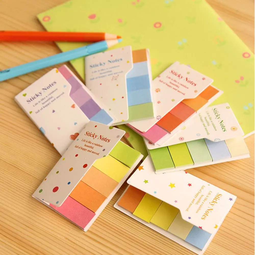 

Memo Pad Sticky Notes Notepad Bookmark Paper Sticker Stationery School Supplies Rainbow Colors Students Double-Sided Pad