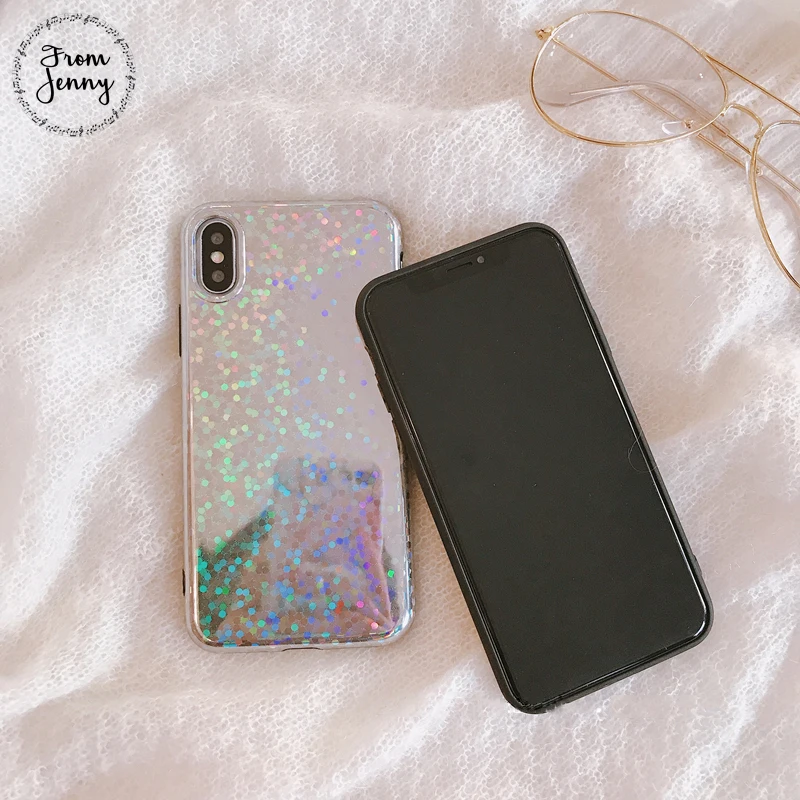 From Jenny Hot Fashion Laser Mobile Phone Case For iPhone X 6 6s 7 8 Plus 8plus 4.7inch 5.5+ Soft TPU Back Cover Shell Fundas |