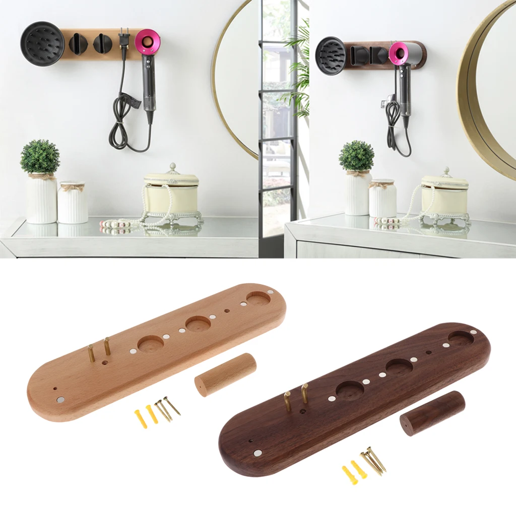 Профессиональный настенный держатель для фена буковая деревянная полка из