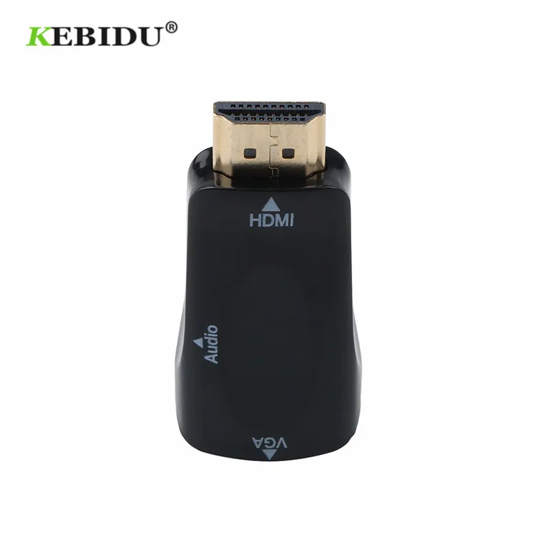 Kebidu 1080P адаптер Папа-мама конвертер Кабель HDMI-Совместимость с VGA поддержка HD для