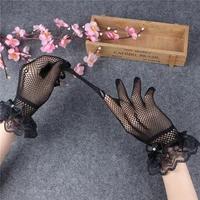 high quality elegant lace lolita thin black gloves female sexy hollow out gauze money cosplay in the spring and autumn short
