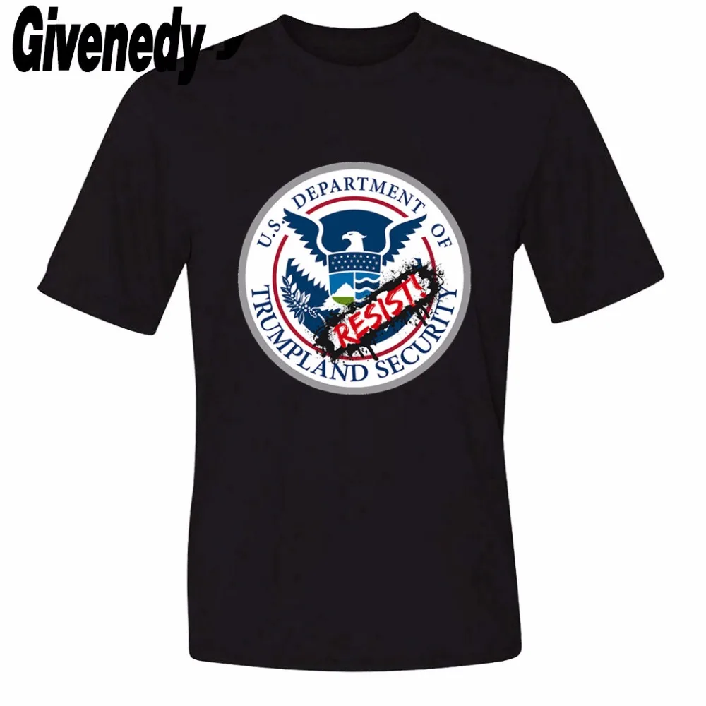 Противостоять Трамп земли Мужские и Женские Летние Хлопок Печати Футболка