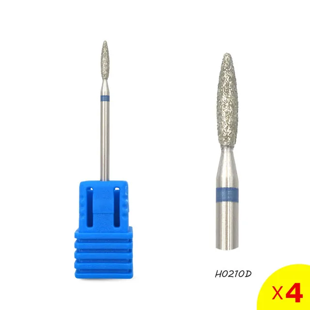 H0210D HYTOOS 4 шт. алмазное сверло для ногтей 3/3" роторное сверло для удаления кутикулы, чистящие сверла для маникюра, аксессуары для маникюра, резак для ногтей - Цвет: H0210D