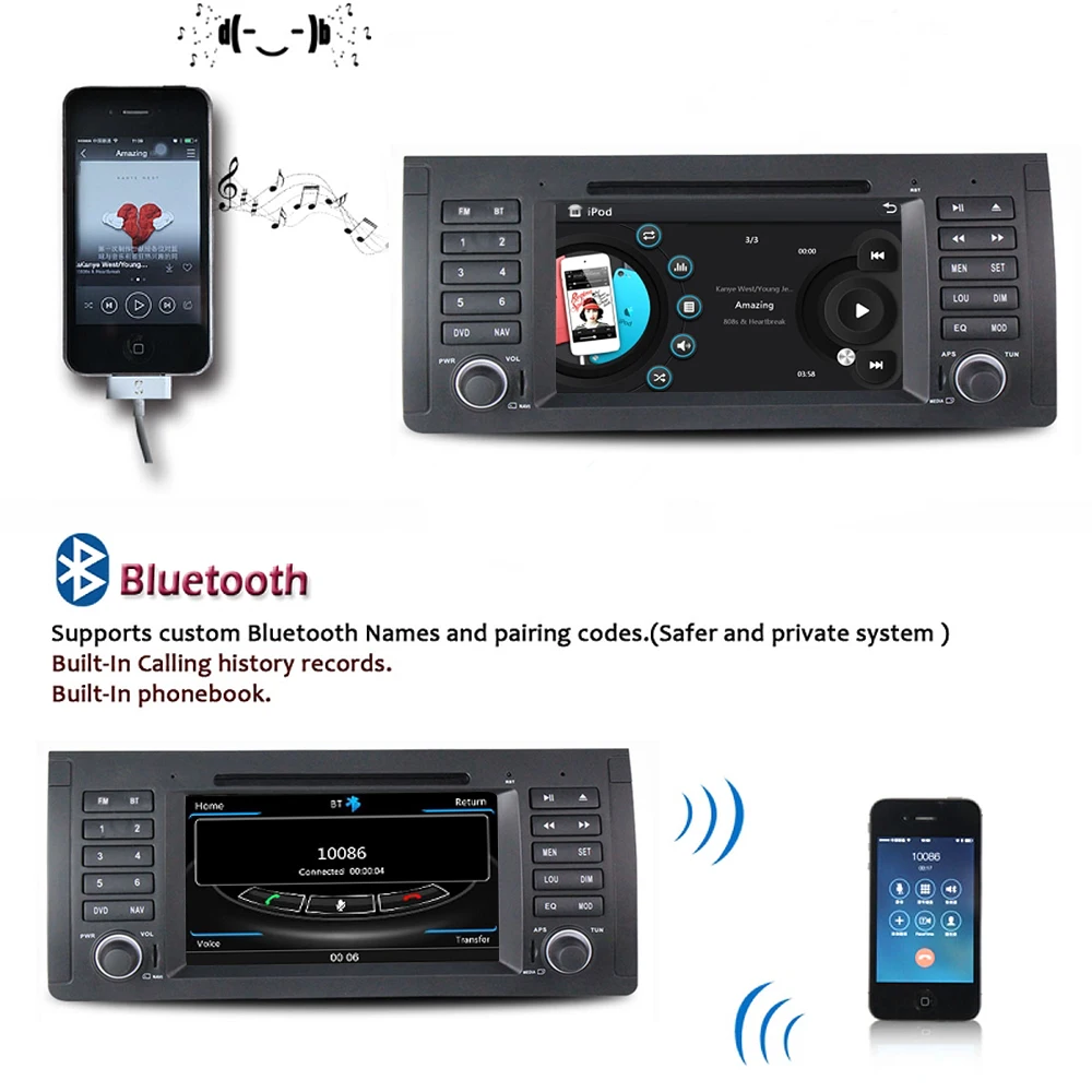 WINCE 6.0 MTK MT3360 DVD/DVR/3 Г/WI-FI/Bluetooth с DVD-ПЛЕЕР Автомобиля для BMW X5 (1995-2003) E39 E53 (2000-2007) |
