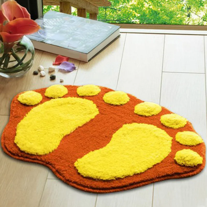 

5 colors Cute Footprints Big Feet Bath Mats Pads Cartoon Style Toilet Non-slip Rug for Bathroom carpet floor