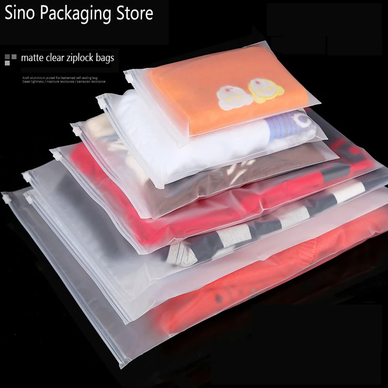 100pcsMatte прозрачная пластиковая сумка для хранения Ziplock дорожные сумки замка