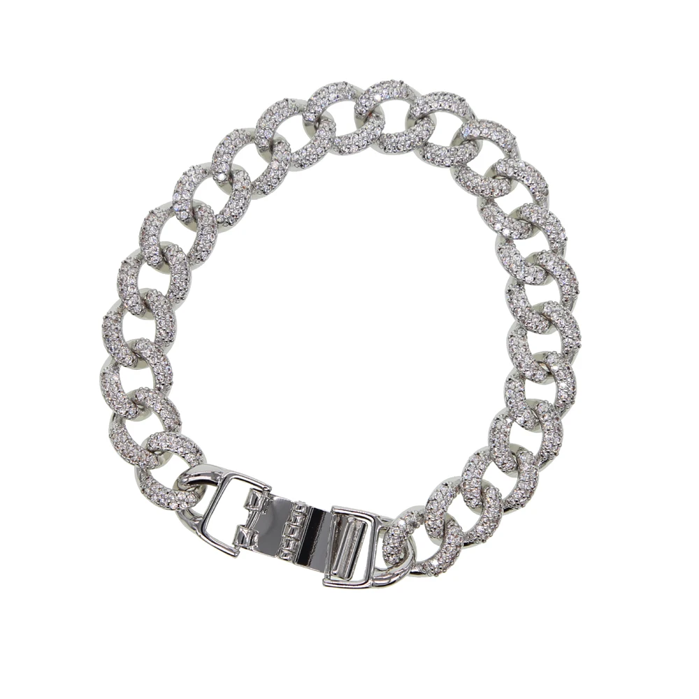 b233 silver Хип-хоп, шикарные, со льдом, кубинская цепь, роскошный бренд, серебряные, золотые браслеты для мужчин и женщин, модные, очаровательные ювелирные изделия - Окраска металла: b233 silver