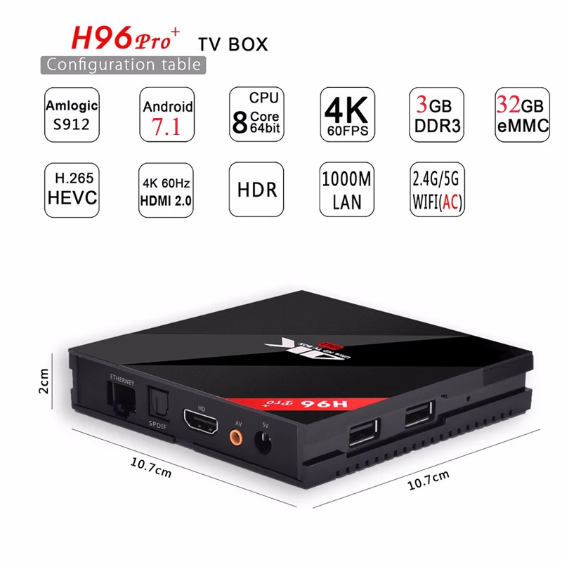 Оригинальная Смарт ТВ приставка H96 Pro Plus android 7 1 Amlogic S912 Восьмиядерный процессор