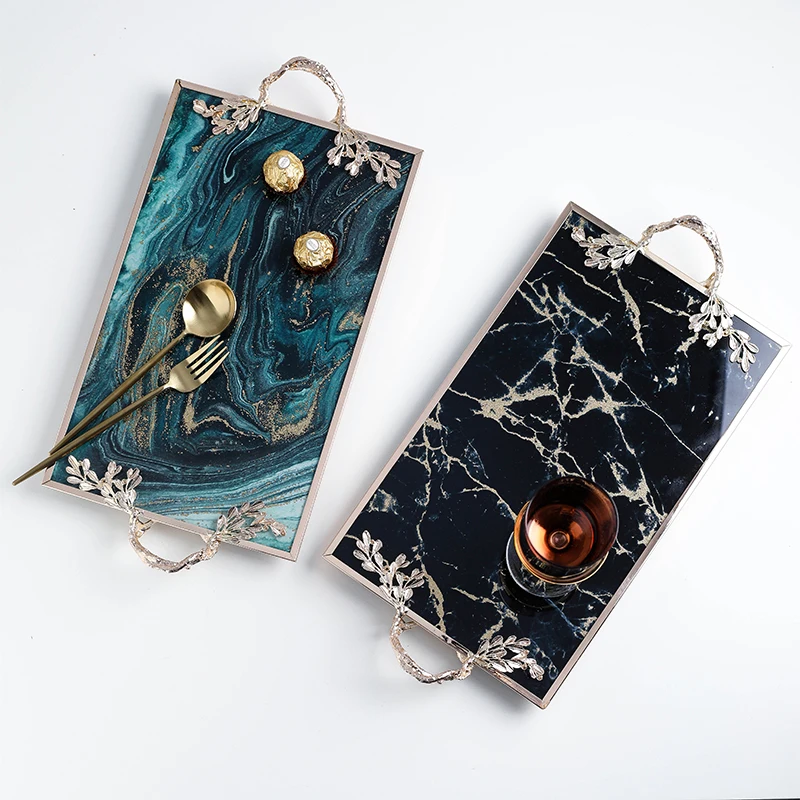 Новый дизайн стеклянный агатовый узор ювелирный витрина лоток скандинавский