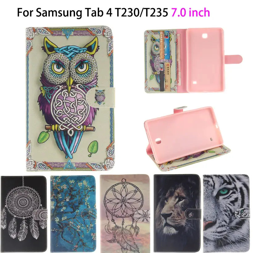 Чехол книжка С Рисунком Тигра совы девочек силиконовый кожаный чехол для Samsung Galaxy