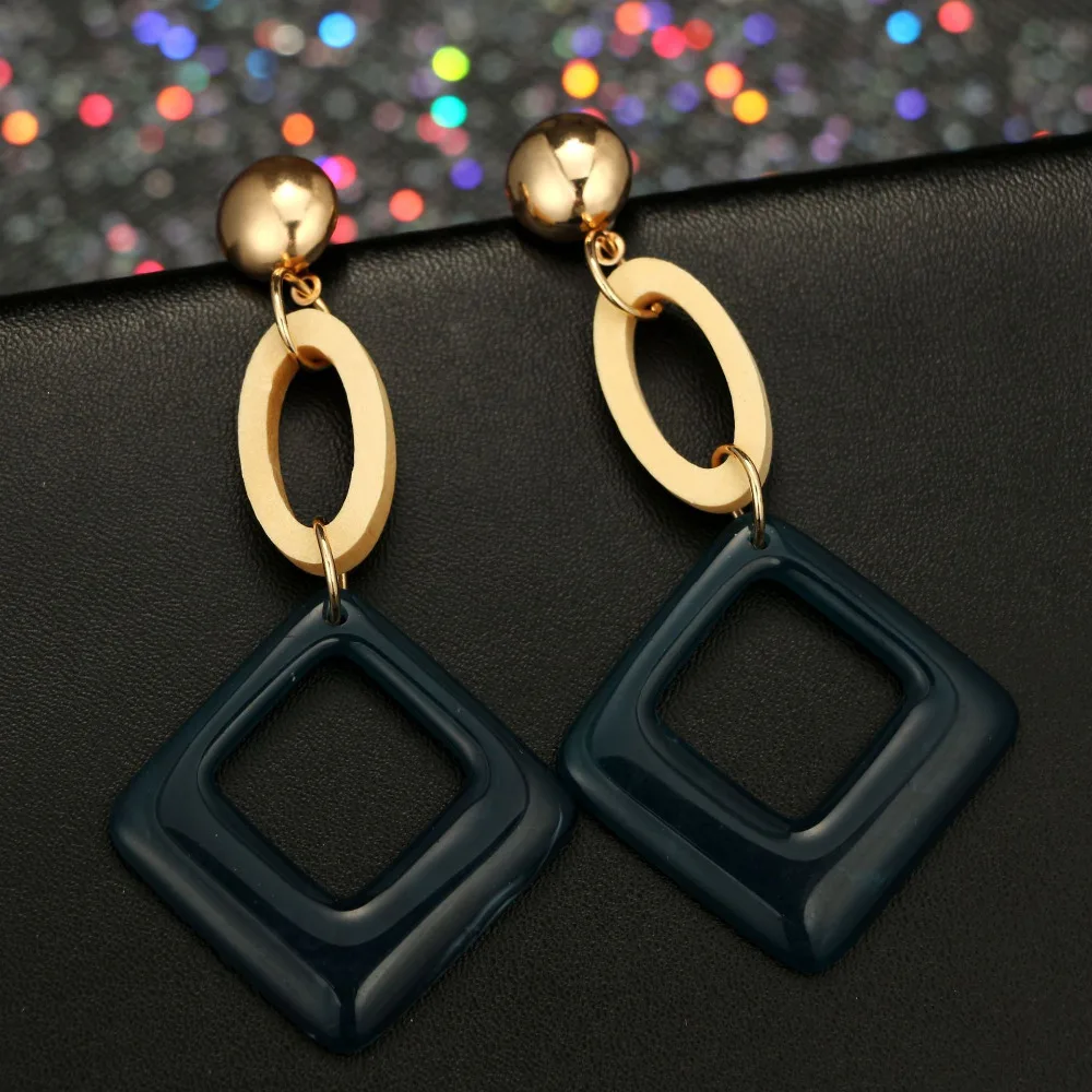 Bohemian Fashion Resin Oval Square Geometric Vintage Acrylic Drop Earring For Women Jewelry OL Simple | Украшения и аксессуары