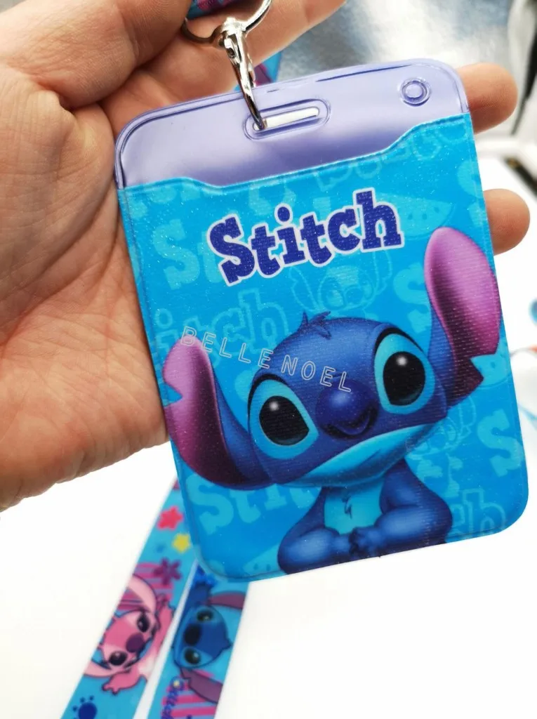 1 шт мультфильм Ститч Аниме Дети брелок-шнур автобус метро ID значок держатель