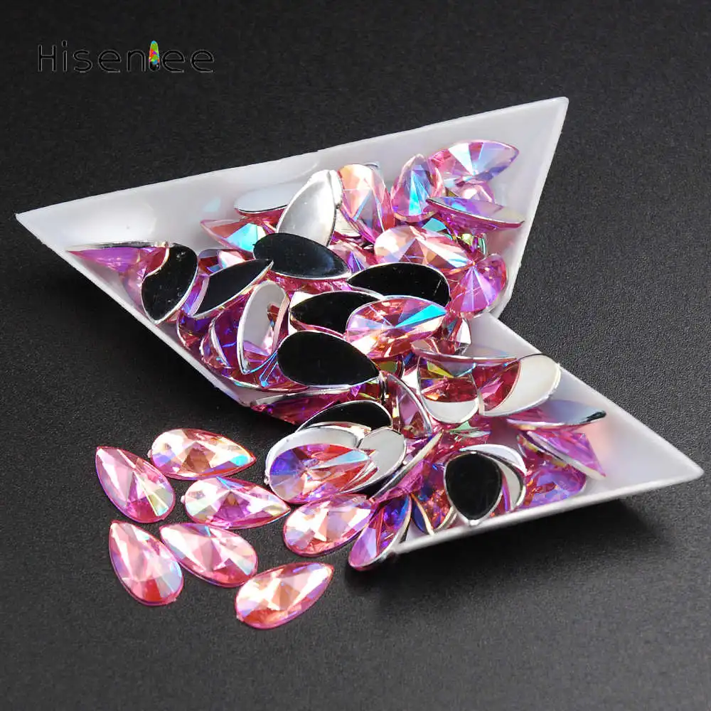 Высокое качество 8*13 мм 100 шт. 3D crystal clear Мода каплевидной формы горный хрусталь Супер Блестящий горный хрусталь DIY дизайн ногтей украшения