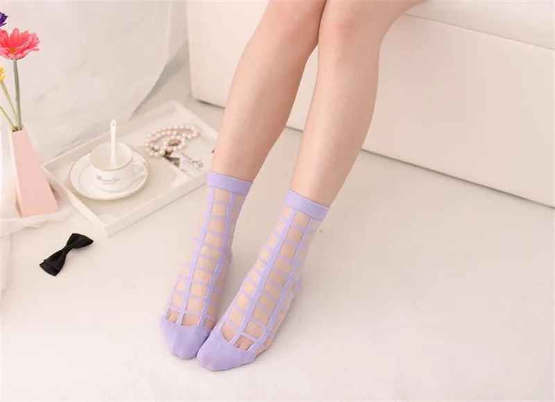 Shishangyouhuo 4 шт. = 2 пар/лот Comfy Sheer Шелковые летние ботильоны прозрачный кристалл Сетка Короткие Calcetines Носки для девочек Meias Для женщин cw05
