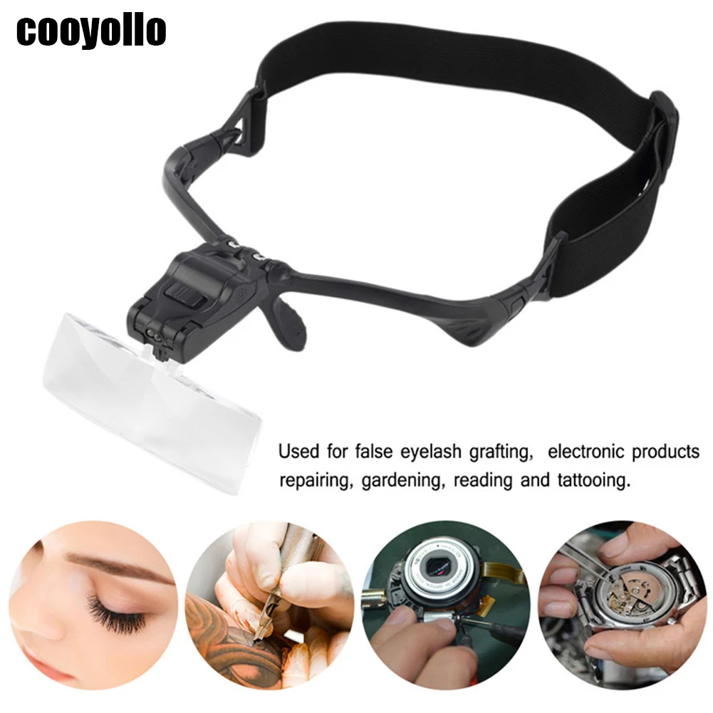 

5 линз, светильник для наращивания ресниц, регулируемая головная повязка, стеклянная лупа с светодиодный лампой, увеличительное стекло для ...