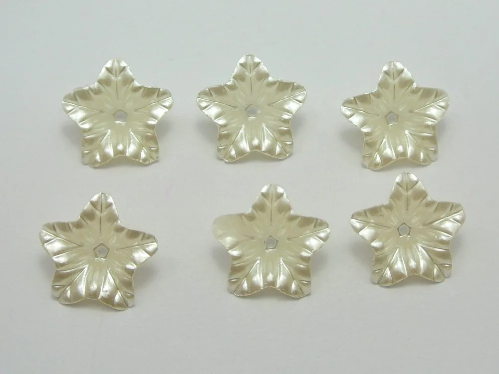 

100 Ivory Acrylic Pearl Bead Cap Bellflower Bell Flower Beads 16mm