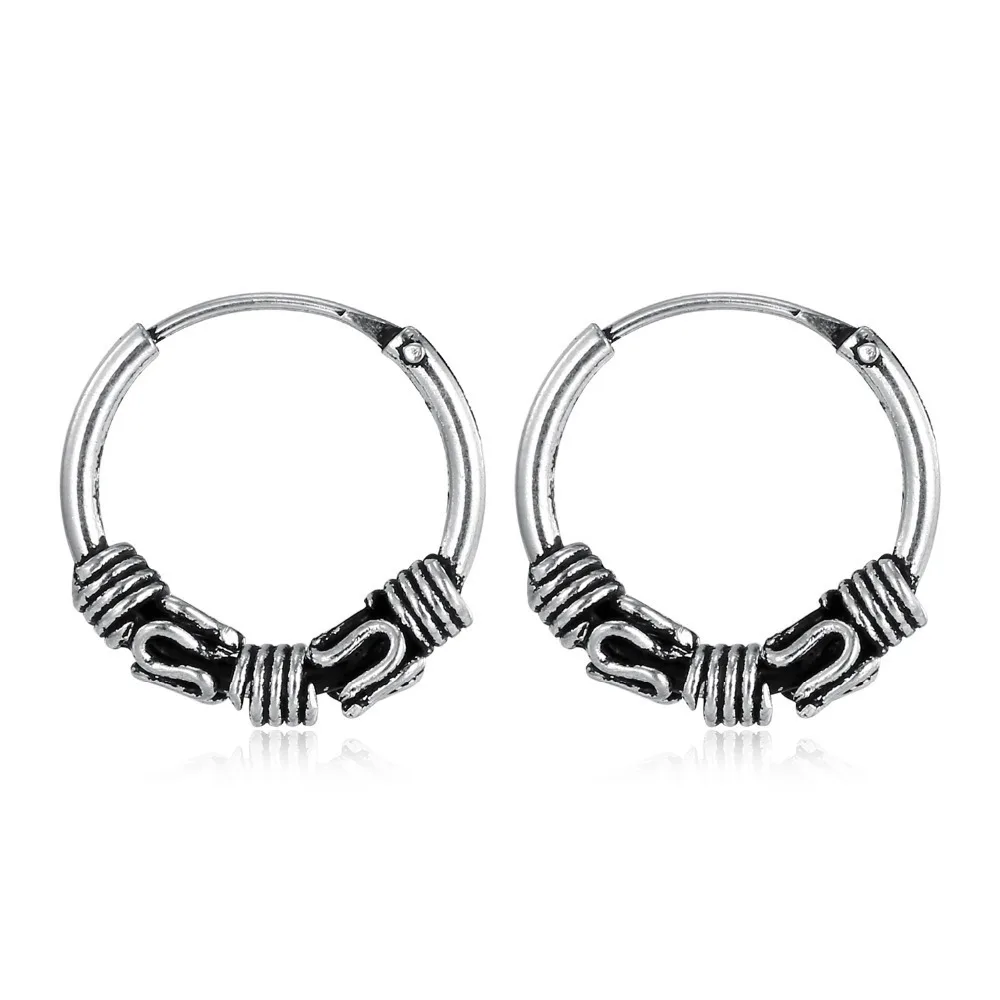 1 Винтажные серебряные круглые серьги Aretes для влюбленных, круглые серьги-кольца для женщин, кольца для ногтей, женские серьги-кольца в стиле панк - Окраска металла: 1