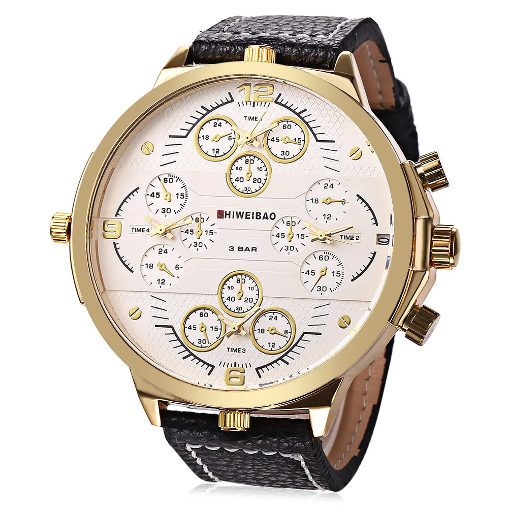 57MM big size Men Watch Luxury Brand Casual Quartz Wristwatches Four Time Zones Military Relogio Masculino Clock Male | Наручные часы