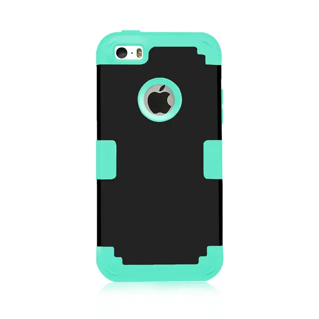 Black and Mint Для Apple iPhone 6 6s ударопрочный защитный чехол Гибридный жесткий резиновый ударопрочный чехол для телефона s для iPhone 5/5S/5C/SE - Цвет: Black and Mint