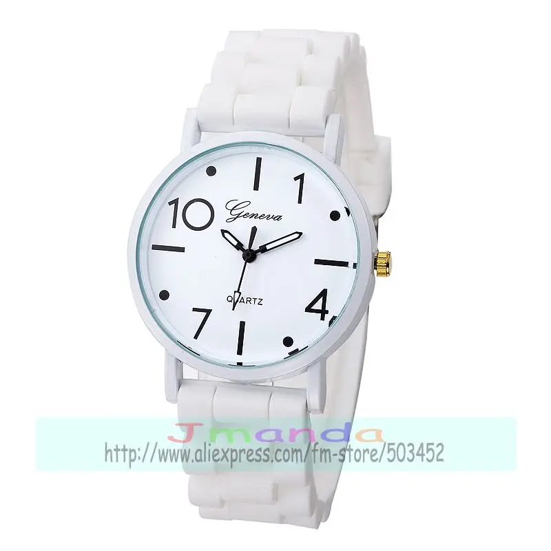 100 шт./лот SD карамельных цветов белый циферблат силиконовые часы geneva эксклюзивный