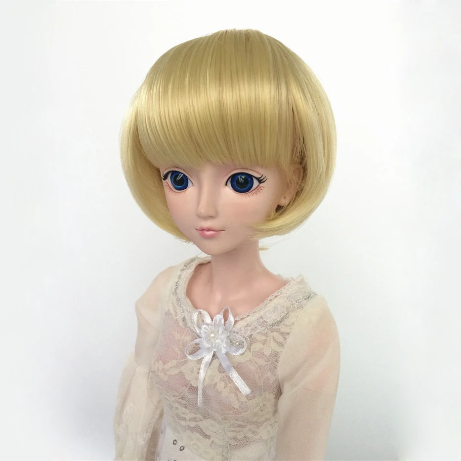 

Bybrana Silver Gray Bob Short Straigst Bangs 1/3 1/4 1/6 1/8 BJD Wigs High Temperature Fiber For Dolls