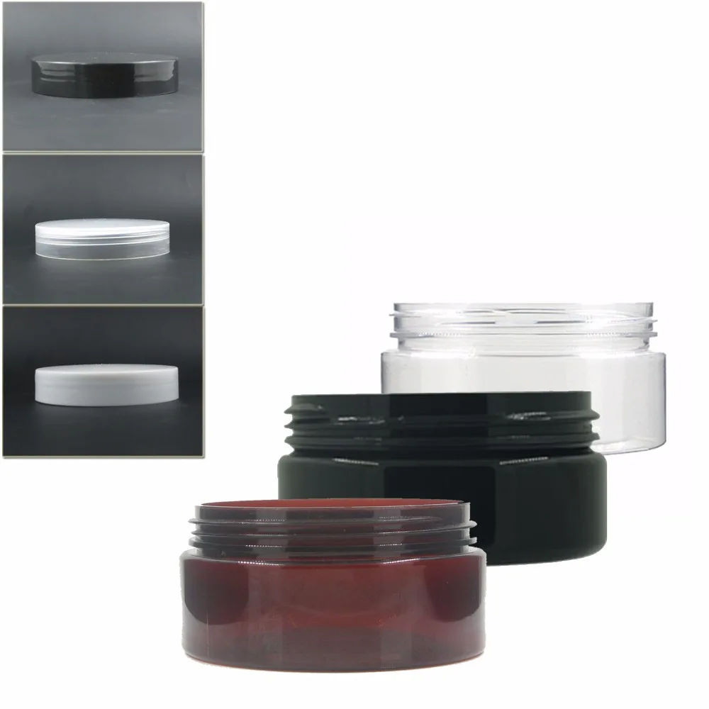 

18pcs/Lot 80ml Amber/Clear Pet Jar With Black/Transparent Plastic Cap W/Pe Line , Jar,Cosmetic Jar,Plastic Container,Bottle