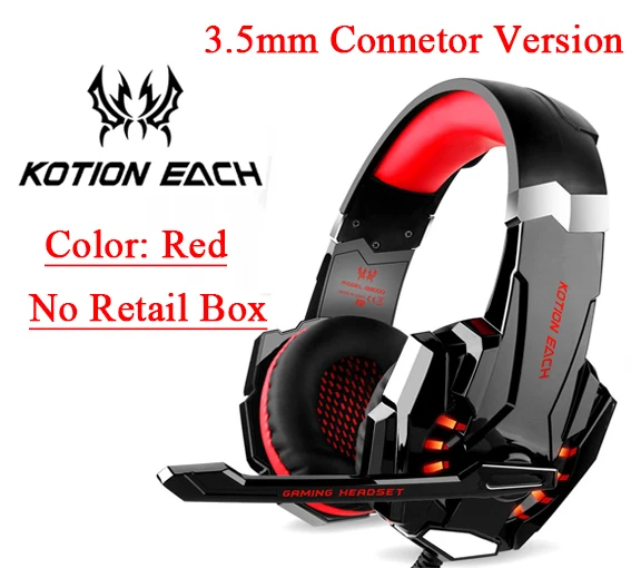 Игровые наушники KOTION G9000 PS4 игровая гарнитура 3,5 мм бас наушники, наушники для игр, С микрофоном для PC/Xbox One/ноутбука/Аксессуары для мобильных телефонов - Цвет: Red-No Retail Box
