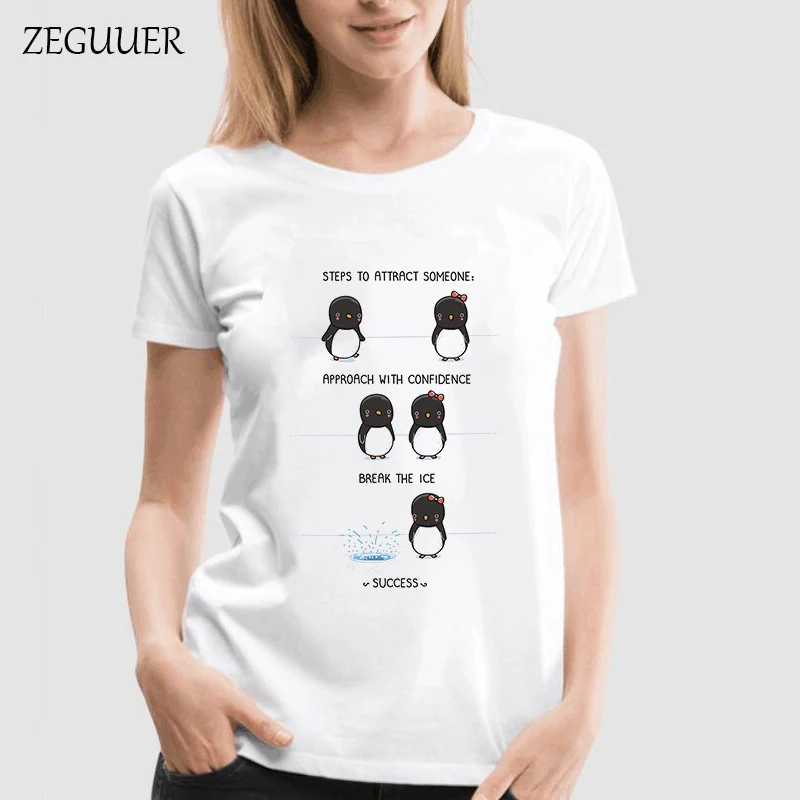 Футболка с пингвином и принтом Break The Ice Забавные футболки уличная одежда женская